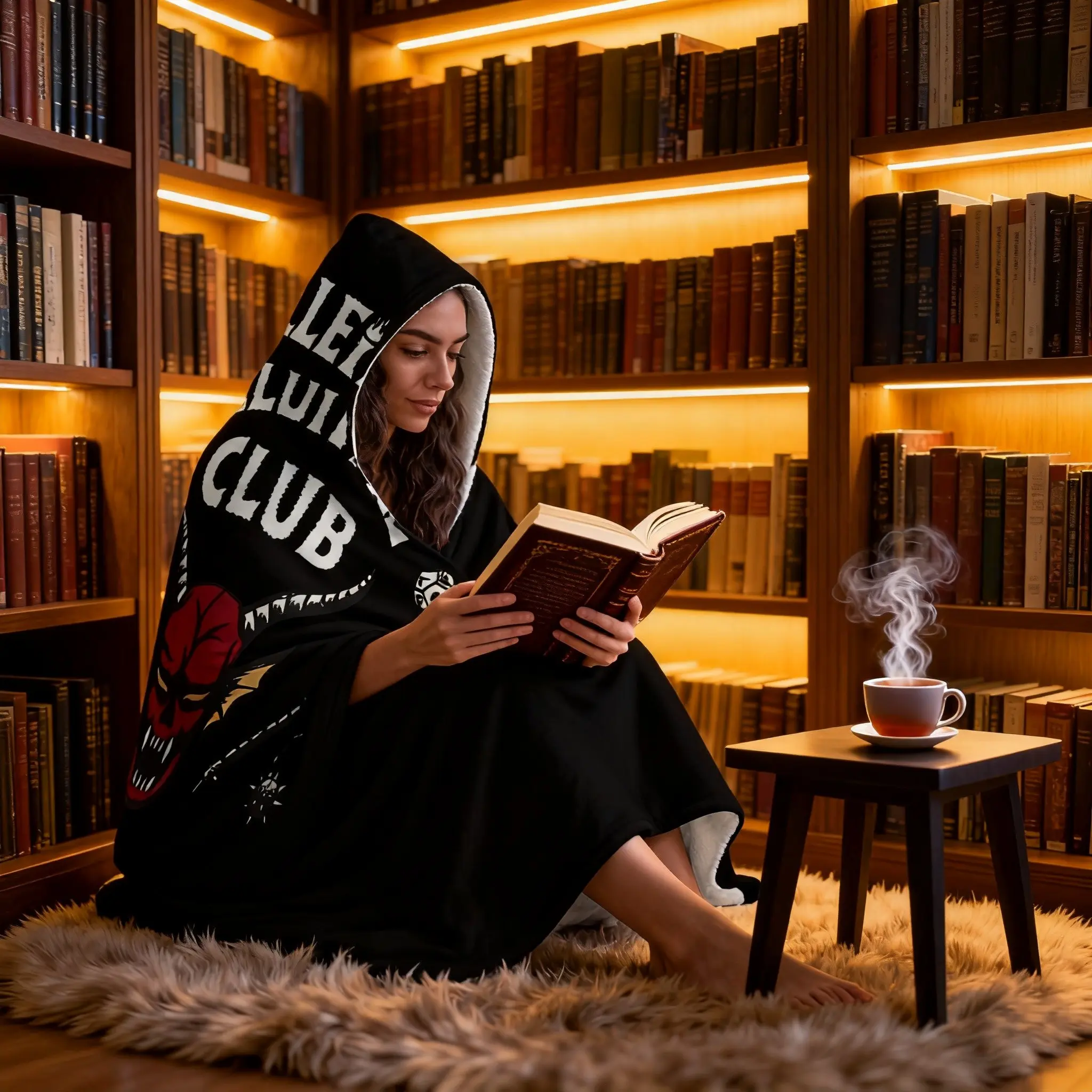 Stranger Things Hellfire Club Pattern Cozy Hooded Blanket, Digital