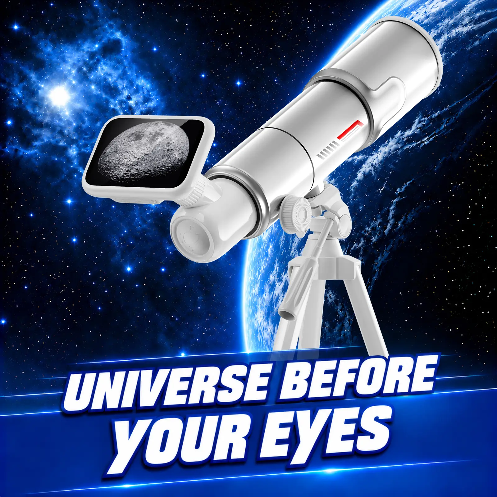 Telescope for Adults & Kids, 70mm Aperture 400mm 4.5-Inch HD Screen Professional Refractor Telescope for Astronomy Beginners with Adjustable Aluminum Portable Travel with Tripod Portable Travel Telescopes, Holiday Gift for Kids