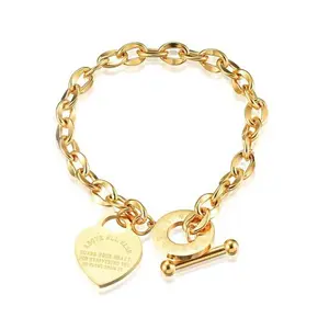 Fashion Letter & Heart Design Bracelet, Stainless Steel  for Women & Girls, Trendy All-match & Exquisite  for Birthday Gift, Letter Link Bracelet Adjustable Rate Couples Set Day Jewelry Necklace Fashionable Collarbone Chain elegant unique cross good luck