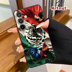 Phone Case Compatible with Samsung Galaxy S26 S23 Ultra S24 Plus S25 S22+ Plus  Mexican Emblem Roosters Pattern Liquid Silicone Lens Protective Cellphone Cover for Girl