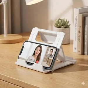 Foldable Plastic Phone Stand Tripod, Universal Smartphone Holder, Multifunctional Phone Stand, Adjustable & Portable Desktop/Bedside Holder for Media, Office Use - Lightweight, Durable, Multi-Angle Positioning Phone Mount