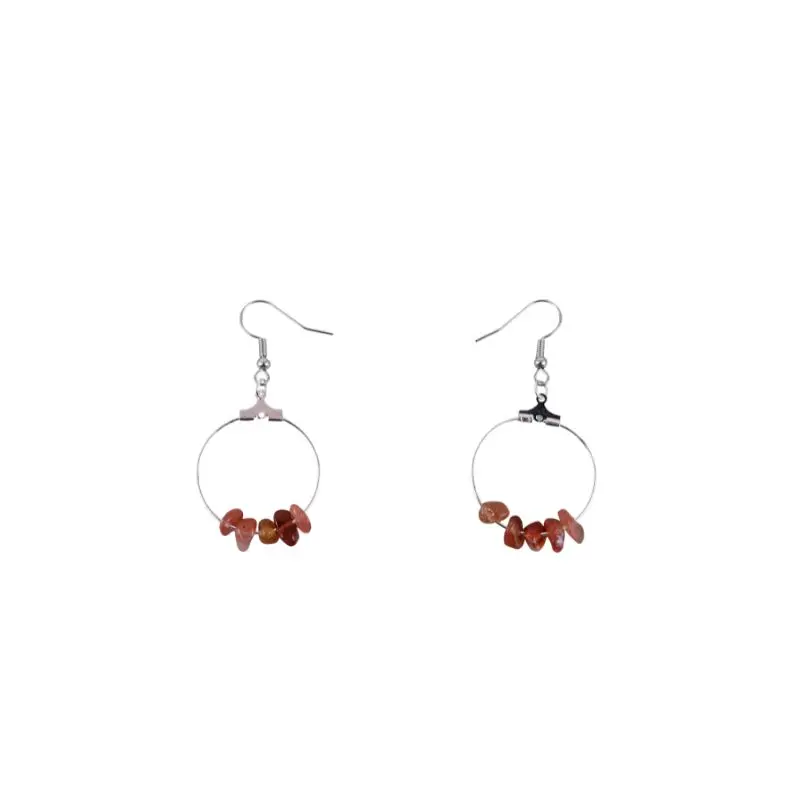 Red Carnelian Circle Hoop Earrings