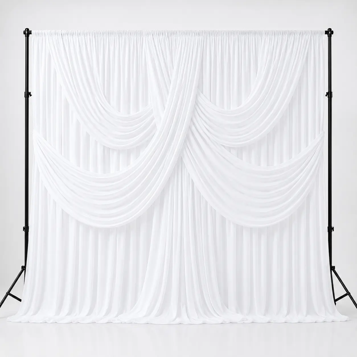 2-Pack White Polyester Wrinkle-Free Cloth Backdrop Curtains (5x10ft) - Party Background Decoration, Photoshoot Backdrops for Home Supplies