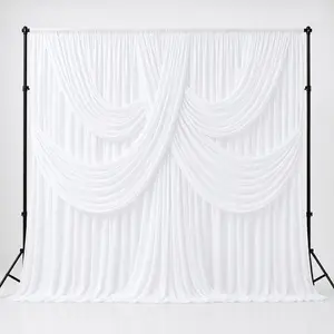2-Pack White Polyester Wrinkle-Free Cloth Backdrop Curtains (5x10ft) - Party Background Decoration, Photoshoot Backdrops for Home Supplies