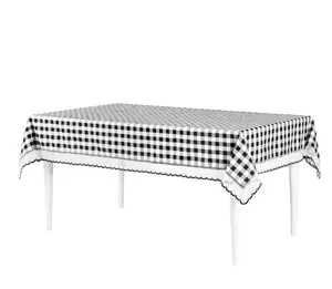 Buffalo Check Tablecloth - 60-in x 120-in , Color: Black White