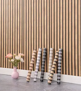 Waterproof Stain‑Resistant Thin 3D Grooved Wood Grain Self‑Adhesive Wallpaper, Removable Moisture‑Proof Striped Wall Sticker, 2 Rolls Pack (17.7×787.4 inch /45cm×20m Per Roll), Easy DIY Decor for Bedroom Living Room Kitchen Corridor Home Dorm