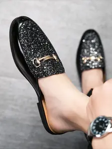 1 Pair Men Headband Sequin Fashion Half-Slip Mule Shoes
