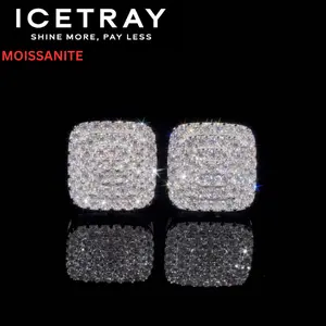 ICETRAY Deluxe Moissanite Square Earrings in White Gold