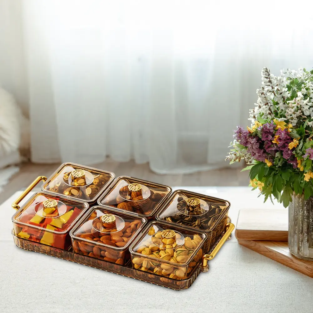 Divided snack Serving tray, appetizer and dessert display plate, durable multi-purpose accessory for festive tabletop.