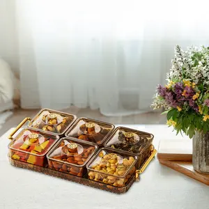 Divided snack tray, appetizer and dessert display plate, durable multi-purpose accessory for festive tabletop.