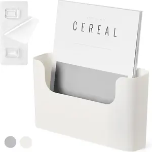 No Drilling File Holder Wall Mails Magazines Organizer Adhesive Door Mount, Single Pocket(WHITE, 1 PCS)