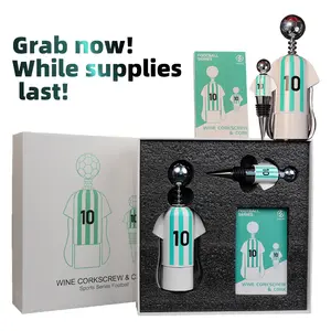 Football Fan Gift Set Number 10 Striped Jersey Wine Opener And Bottle Stopper Premium Wine Accessory Kit