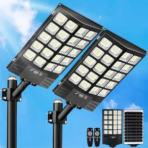 2 Pack 16" Large Solar Street Lights Outdoor  - Solar   Parking Lot Light  60000LM,Motion Sensor Commercial LED Solar Flood Lights Remote Control for Outside Yard