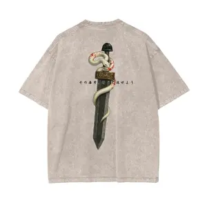 Vineland Saga Pump T Oversize Snow Wash Cotton Shirt with Snake Dagger Graphic