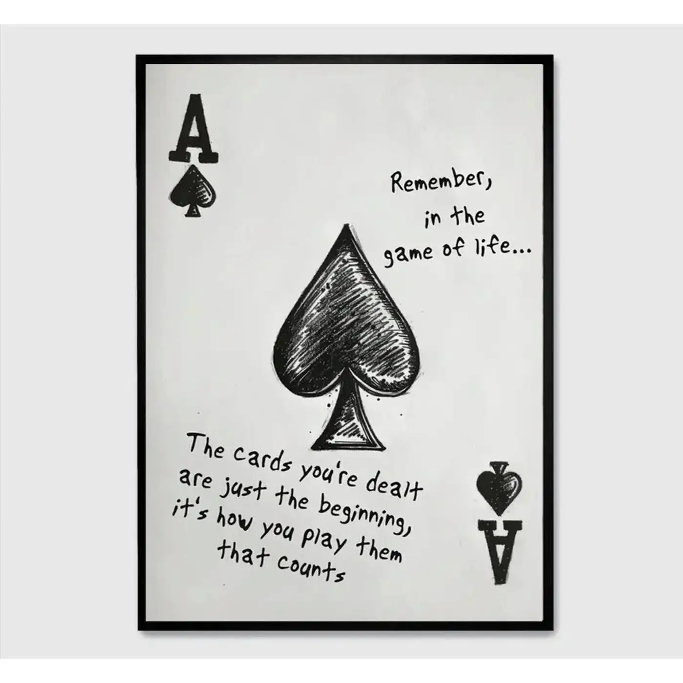 Artistic Ace of Spades Inspirational Graphic Paper Poster - Mental Health Home Wall Decoration, Room Gift, Optional Black Frame (Poster-Only or Framed Versions with Different Prices)