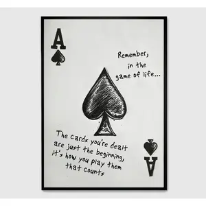 Ace of Spades Inspirational Art Graphic Print - Mental Health Paper Wall Decoration, Home Room Gift, Optional Black Frame (Poster-Only or Framed Versions with Different Prices)