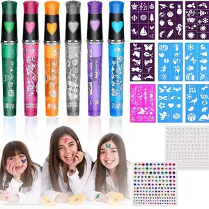 Cartoon DIY Tattoo Set for Parties, Fun Makeup Kit for Kids, Easy Application Temporary Tattoos for Creative Play, Sticker Tattoos
