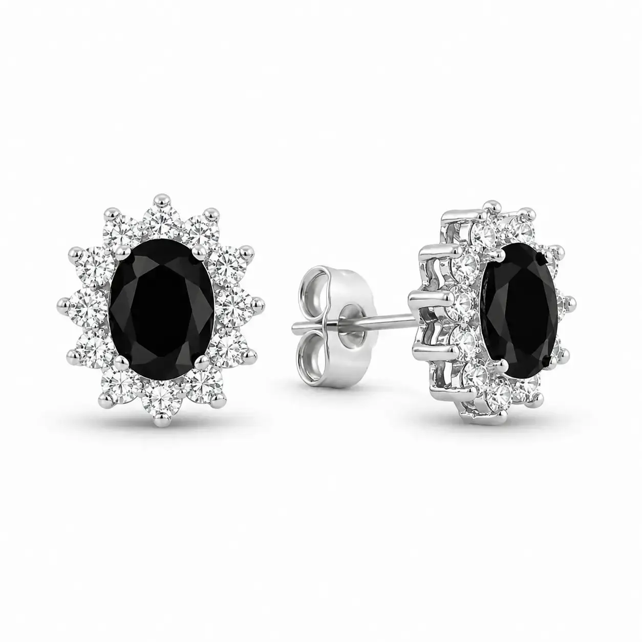 Halo Gem Earrings in Black Diamond by AZ Essentials
