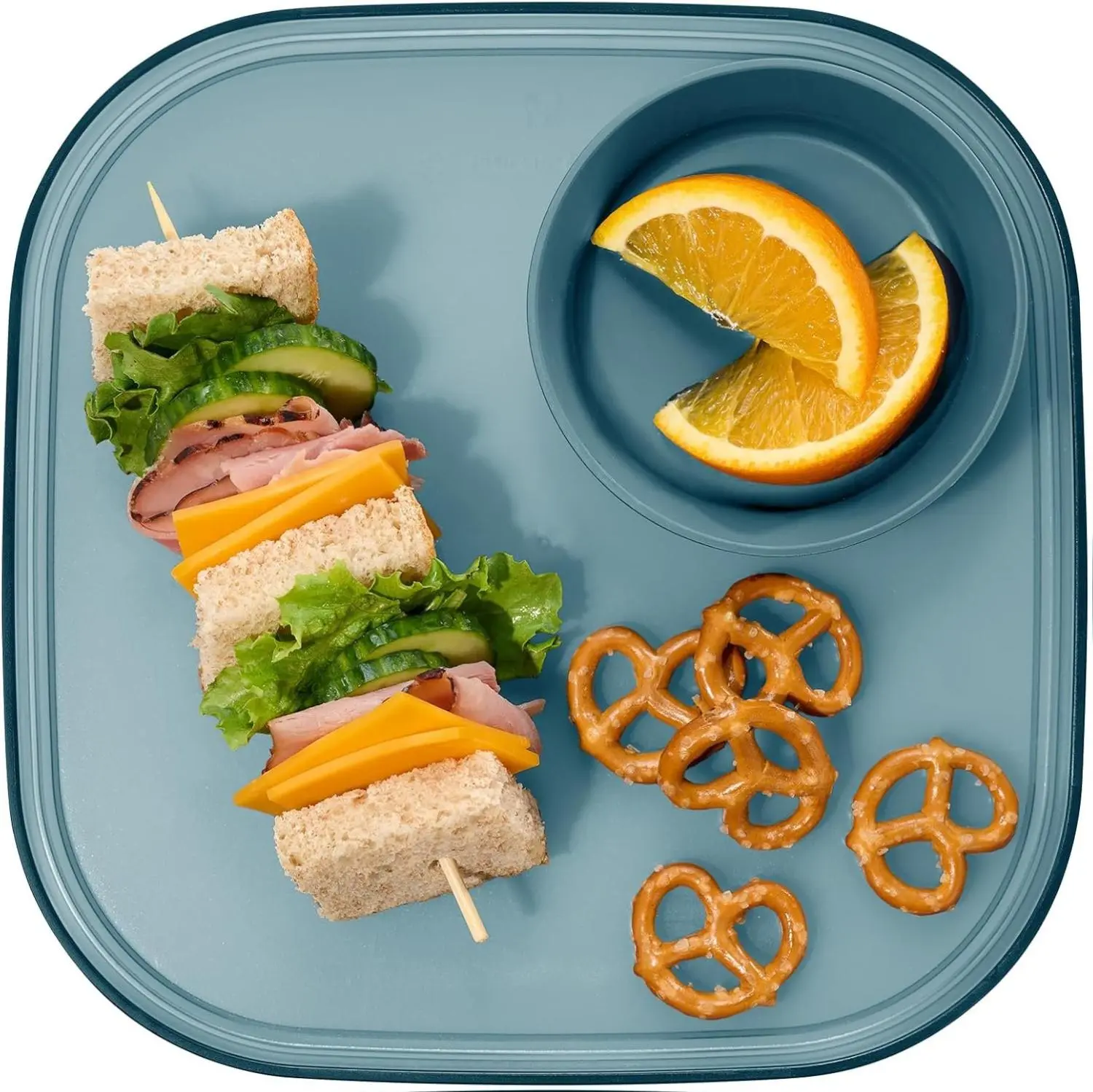 Dipware Reusable Dining Plate/Serving Tray for Appetizers and Snacks, Food-Safe Appetizer Serving Platter with Removable Dip Bowl, Midnight