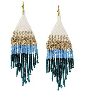 Wyo Horse Jewelry - Soft Seed Bead Diamond Fringe Earrings