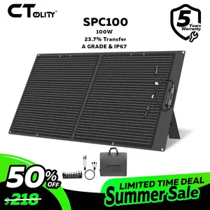 CTOLITY SP100 100W Portable Solar Panel with 22% Conversion Rate Foldable Design & Adjustable Kickstand for Camping RV Marine Backyard - Emergency