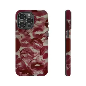 Red Lips Pattern Phone Case , Shockproof Rugged Cover Dual Layer Soft TPU Hard PC Bumper Hard Shell for iPhone 11 12 13 14 15 16 17 Pro Max Plus Luxury