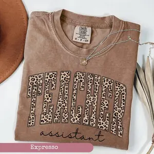 Comfort Colors Leopard Teacher Assistant Tee, Substitute Teacher Shirt, Assistant Gift From Teacher, Teacher Aide, School Paras Team, Womenswear
