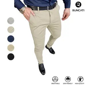 Runcati Mens Slim Fit Dress Pants Stretch Skinny Slacks Casual Tapered Chinos Work Pant Trousers
