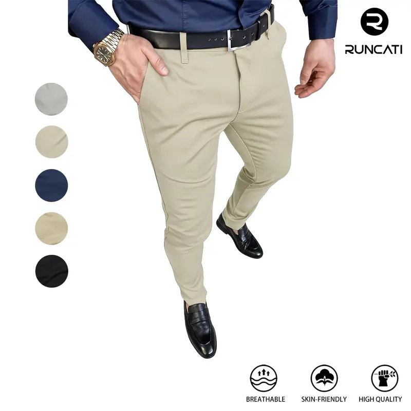 Runcati Mens Slim Fit Dress Pants Stretch Skinny Slacks Casual Tapered Chinos Work Pant Trousers suit trousers