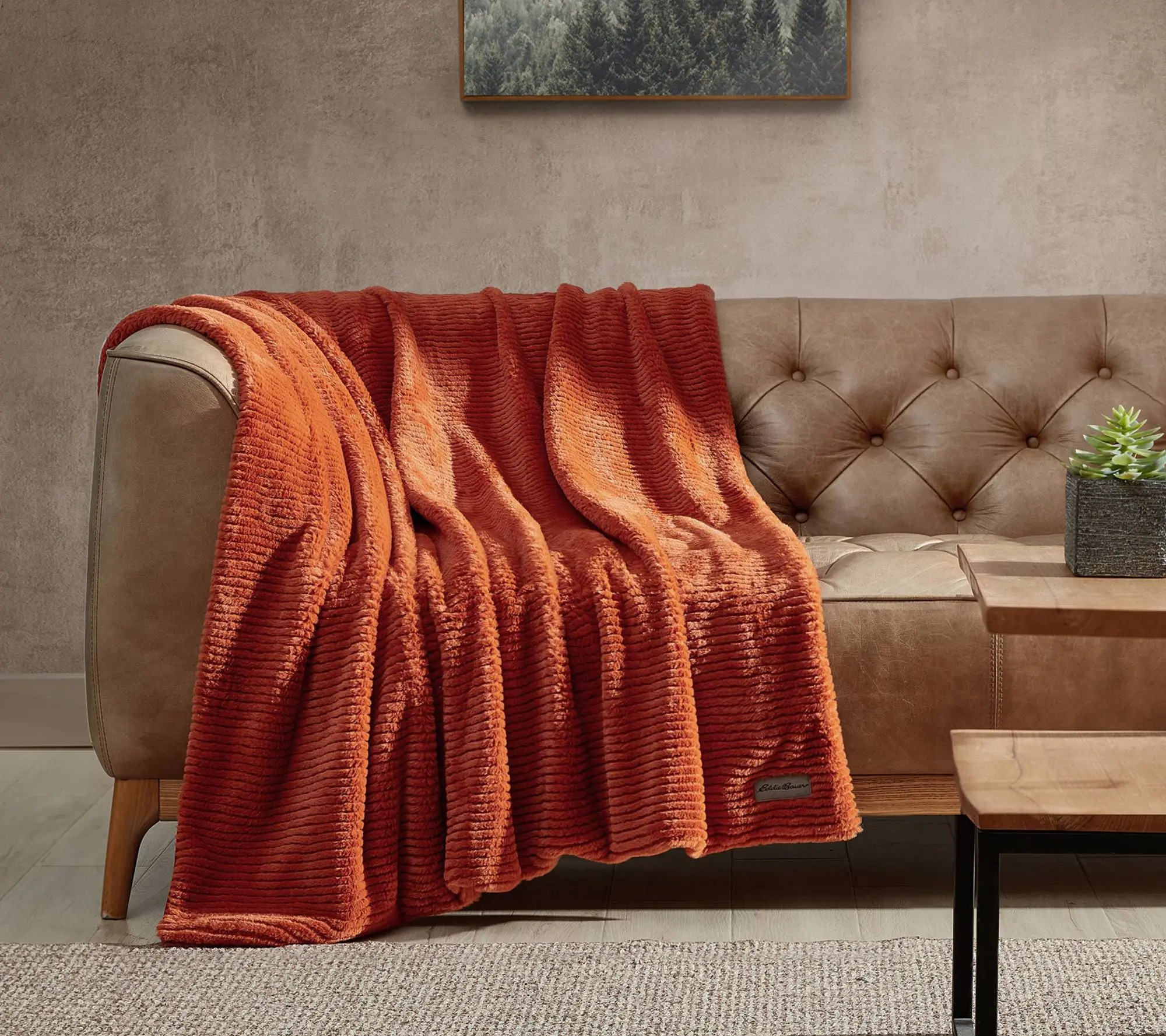 Eddie Bauer Ribbed Texture Stripe Fleece Throw Blanket