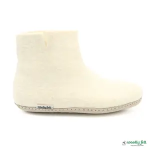 Handmade White Indoor Boot- Wool Ankle Shoes- White Wool Felted Ankle Boot- Indoor Shoes