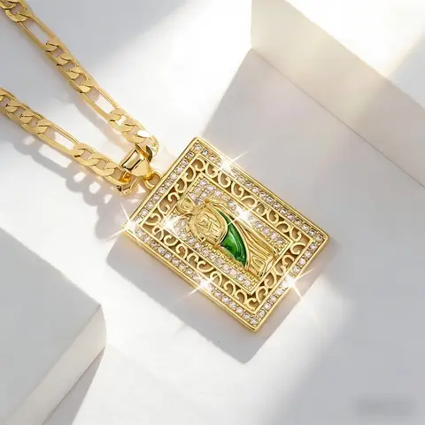 A Vintage St. Jude PendantNecklace - Men'S Religious Symbol Jewelry, Durable for Everyday AndParty Wear, Timeless Design with a Sturdy Chain Structure.