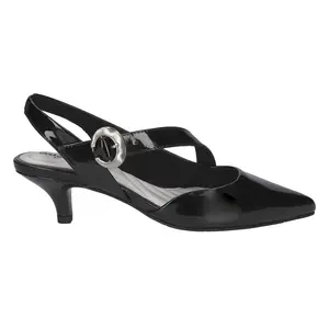 Easy Street Womens Sarita Pointed Toe Kitten Pumps Dress Casual Low Heel 1-2" - Black