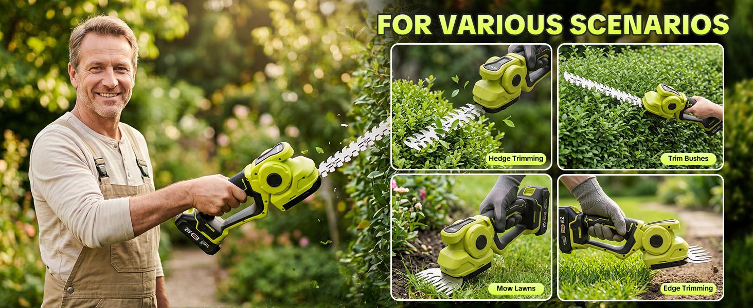 【FathersDayGift】SEESE Cordless 2-in-1 Grass Shear & Shrub Trimmer, Handheld Electric Hedge Trimmer, 2*21V Batteries,Lightweight for Lawn Hedge Garden Yard Maintenance fathersdaygift 【FathersDayGift】SEESE Cordless 2-in-1 Grass Shear & Shrub Trimmer, Handheld Electric Hedge Trimmer, 2*21V Batteries,Lightweight for Lawn Hedge Garden Yard Maintenance fathersdaygift