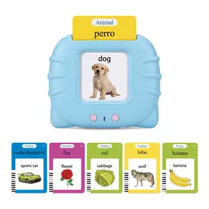 KIDGENIUS Bilingual Talking Flash Cards Learning Machine, 224 English-Spanish Words Interactive Child Development Toy, Kidstoys for 2-8 Year Olds Montessori Language Learning Gift for Special Occasions, Child Development Toys