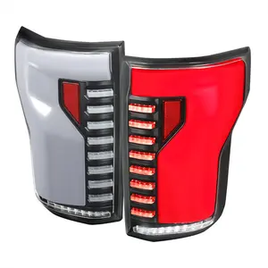 2015-2017 Ford F-150 Sequential Turn Signal Animated White LED Bar Tail Lights (Matte Black Housing/Clear Lens)