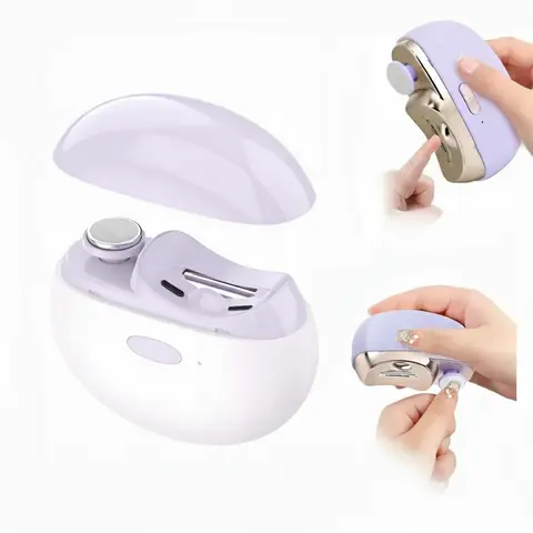 Battery-Powered 2-in-1 Automatic Electric Nail Trimmer & Polisher - Lighted, Lightweight, Accurate, Fast-Charging Rechargeable Manicure Tool, 2 Adjustable Speeds, Hidden Blade Safe Design, Storage, Small Size, Easy to Carry, 120g Unisex Holiday Gift
