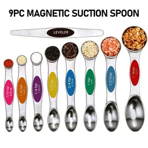 Modern Stainless Steel Magnetic Measuring Spoon Set Dual-Sided for Dry & Liquid Measurements Household Food Grade Kitchenware Accurate Scale Utensils Home Essentials Cooking Gadgets Kitchen Measuring Utensils