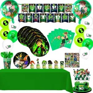 Ben 10 Birthday Party Supplies, 163 Pcs Ben 10 Party Supplies Include Ben 10 Birthday Cake Topper Banner Balloons Stickers & Ben 10 Party Plates Tablecloth Napkins Cups etc Ben 10 Party Decorations