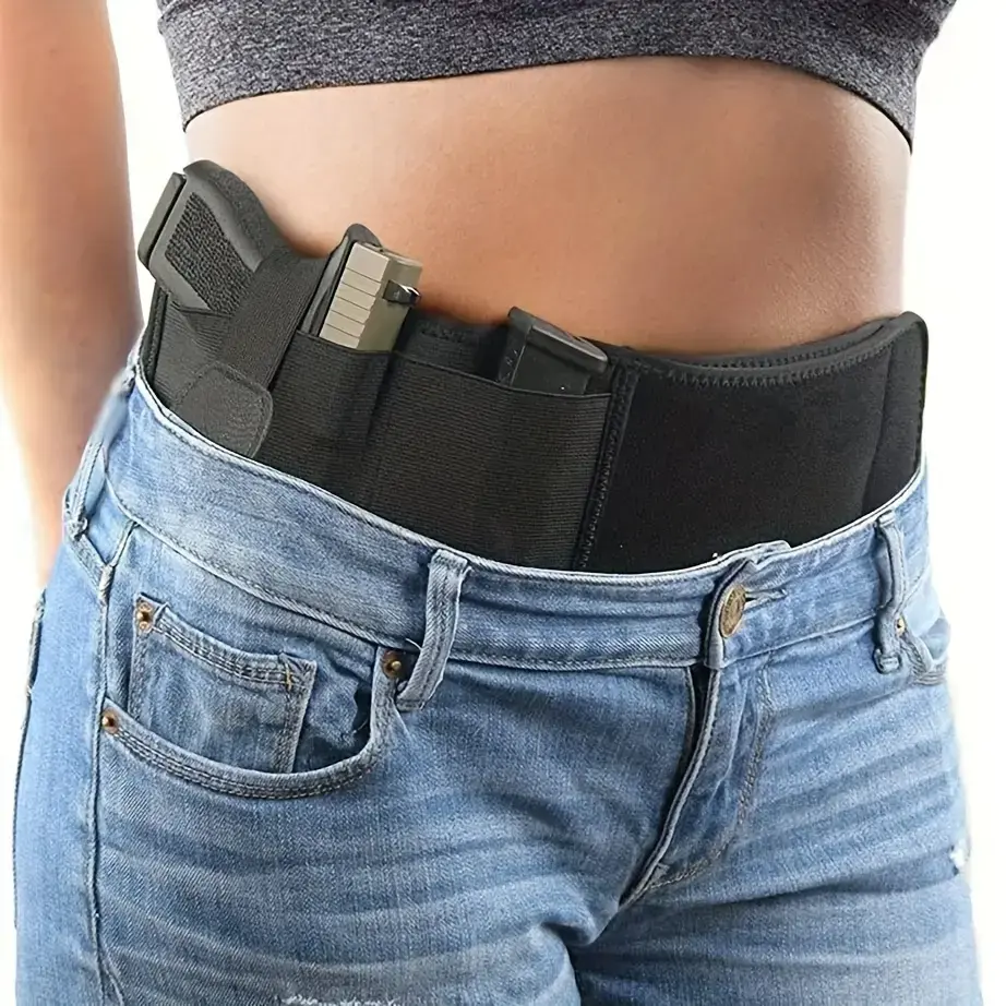 Concealed Carry Belly Band Holster, Breathable Neoprene Waist Band Gun Holster, Universal Hidden Carry Waist Pouch for Men Women, Fits Handgun, Phone, Magazines for Daily Outdoor Workout