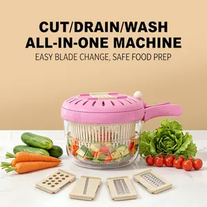 4-in-1 Veggie Slicer & Colander Strainer Set Multi-Purpose Fruit Washing Bowl with Grater Lid Food Storage Drain Basket for Berries Salads and Vegetables