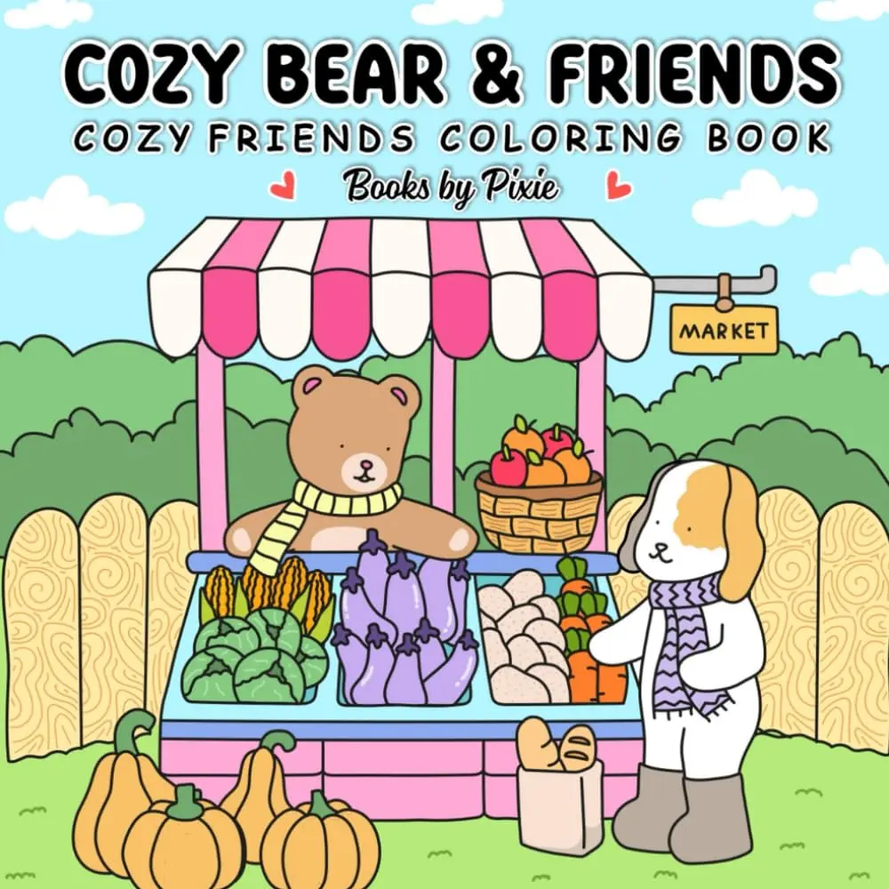 Cozy Bear & Friends: Coloring Book for Adults and Teens Featuring Super Cute Animal Characters with Bold & Easy Designs for Relaxation