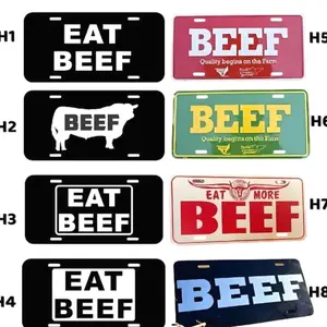 8 Styles EAT BEEF License Plate - Vanity Custom Plate Tag, eat more beef
