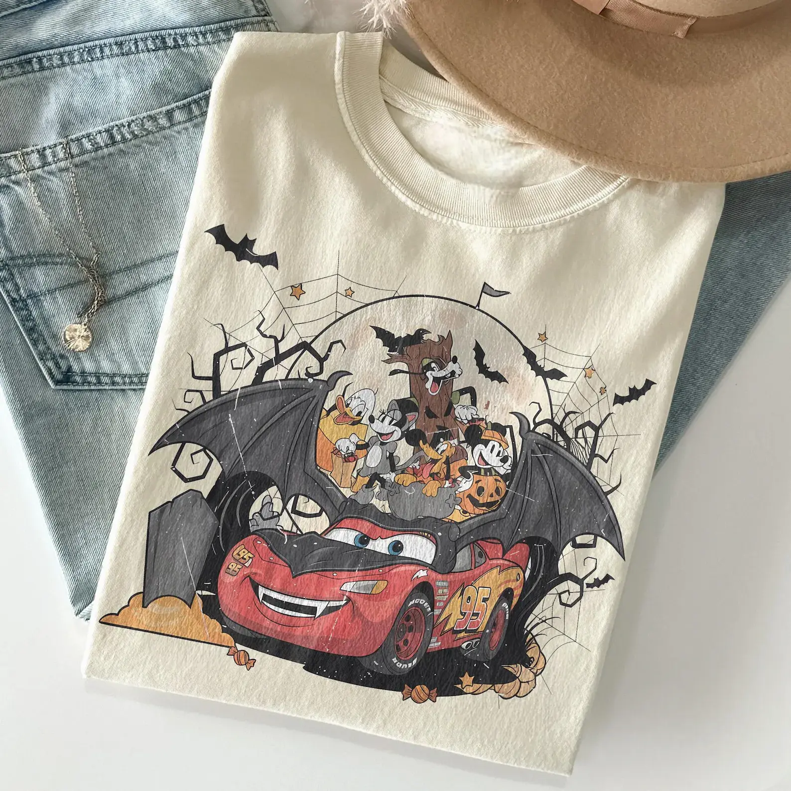 WDW Cars Lightning Halloween Trip 2026 Shirt, Vintage Mickey Friends Spooky Season Tee, Radiator Springs Family Matching Gift