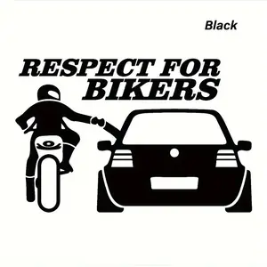 1PC Hardcore Riding Culture-Style Sticker, Car Stickers, Truck Car Decal For Car Bodies, Motorcycle Backpacks, Decor Items "RESPECT FOR BIKERS" Slogan + Silhouette of Motorcyclist