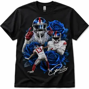 Odell Beckham Jr. "OBJ" Roses Graphic Tee For Giants Fans, Signature Wide Receiver Streetwear, Football Fan Apparel, Unisex Sports Merch, Game Day Shirt Odell Beckham Jr. Blue Roses Graphic Tee, Odell Beckham Jr. shirt