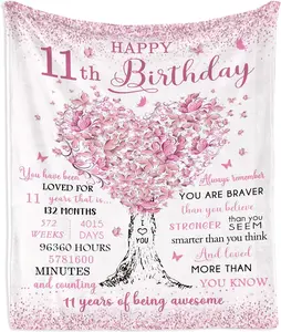 Gifts for 11 Year Old Girls Blanket 60"X50", Birthday Gifts for 11 Year Old Girls, 11 Year Old Girl Birthday Gifts, 11 Year Old Girl Gifts Ideas, Gift for 11 Year Old Girl, 11th Birthday Gifts