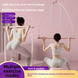 Pilates Stick Open Back Squat Peach Hip Fitness Yoga Home Pedal Puller Pull Bar Rope