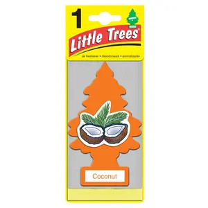 Little Trees Coconut Air Freshener 1 PACK, eliminate odors, mask smells, world-famous, made in USA, high-quality, strong scent, exquisite blend, rearview mirror, car accessory,fresh aroma,daily drive,escape to paradise,beach scent,vacation vibes,gift idea