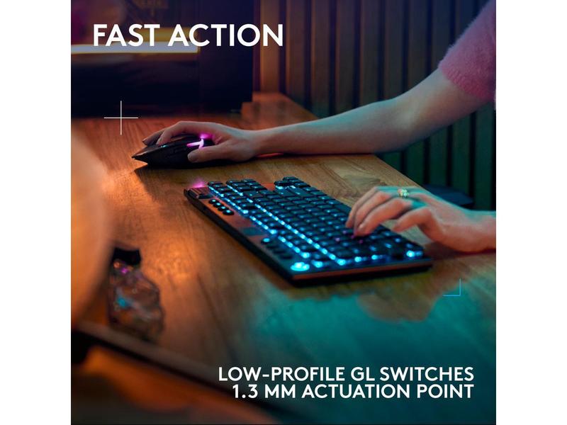 Logitech G915 X LIGHTSPEED TKL Wireless Mechanical Gaming Keryboard - GL Blue Clicky Switches, RGB Backlighting - Black